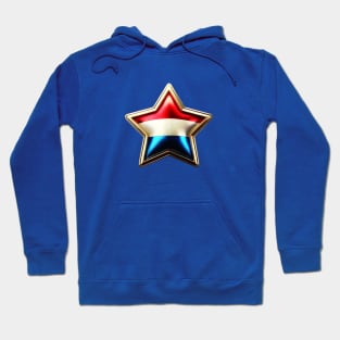 Netherlands Pride - Shiny Red, White & Blue Flag Star Design Hoodie